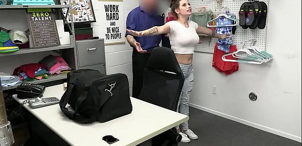  Busty babe toys her pussy to avoid cops